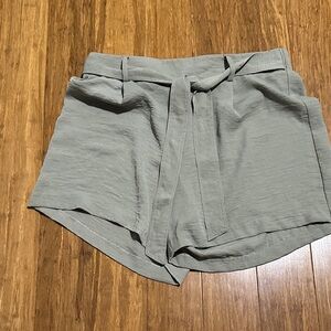Elegant High Waist Sage Women's Shorts